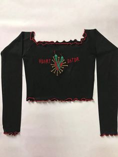 ⚡️Buy Vintage Embroidery Fungus Off Shoulder Long Sleeve Tee Black S under $20.00 in Long Sleeves Online. Style: Casual/Street/Vintage/Sexy/Y2K. Fabric Content: Cotton. Fit Type: Slim Fit. Neckline: Off Shoulder. Sleeve Length: Long Sleeve. Unique Design: The vintage embroidery and fungus edge design gives this long sleeve tee a unique and playful touch.. Off Shoulder Style: The off shoulder design is not only trendy but also sexy. It allows you to show off your shoulder and collarbone, adding a Y2k Fabric, Off Shoulder Design, Vest Blouse, Denim Outerwear, Off Shoulder Fashion, Long Midi Dress, Vintage Embroidery, Floral Dress Summer, Womens Size Chart