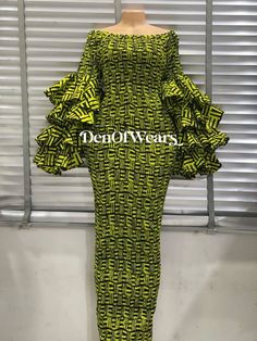 Long Green African Print Smocked Ankara Gown. Elastic Gown . - Etsy Long Ankara Dress, African Couture, African Print Pants, Stretchy Bodycon Dress, Long African Dresses, Dress Ankara, African Print Dress Ankara, African Fashion Traditional, African Fashion Ankara