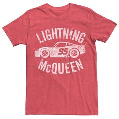 a red t - shirt with the words lightning and a car on it