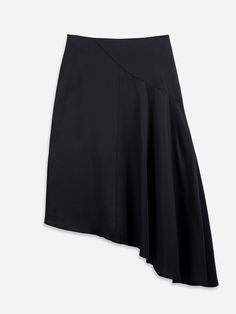 Navy Asymmetric Hem Flare Skirt Womens Fall Skirt Womens Clothing Black Pleated Asymmetrical Evening Skirt, Asymmetrical Pleated Draped Skirt For Evening, Black Asymmetrical Hem Draped Skirt For Work, Black Draped Skirt With Asymmetrical Hem For Work, Evening Pleated Skirt With Asymmetrical Hem, Evening Bottoms With Pleated Asymmetrical Skirt, Evening Draped Skirt With Asymmetrical Hem, Asymmetrical Hem Lined Skirt For Work, Workwear Skirt With Asymmetrical Hem And Lining