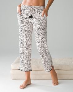 Why you’ll love it: Nearly 40% of women have trouble sleeping because they get hot or sweaty.* That’s no way to live! Our exclusive Cool Nights® PJs always feel cool and comfy against your skin for the best night’s sleep. These cropped pajama pants are edged in pom-pom trim for added style.. Comfortable style from Soma Intimates. Comfortable style with Soma Intimates. Details Cool Nights® fabric is made with lightweight rayon fibers that stay cool to the touch and keep the fabric from stick Comfortable Summer Pants For Pajama Party, Comfortable Long Pants Sleepwear For Pajama Party, Comfortable Long Pants Sleepwear For Summer, Comfy Sleepwear Pants For Lounging, Comfortable Comfy Sleepwear, Comfortable Relaxed Fit Pajama Pants, Comfy Long Pants Sleepwear For Lounging, Comfortable Relaxed Fit Pants For Pajama Party, Comfortable Pajama Shorts For Pajama Party