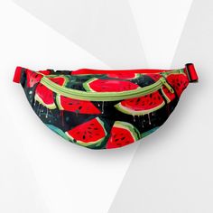 Watermelons fanny pack for kids, Red bum bag for juniors, Kids crossbody hip bag, Kids cute bags, Fanny packs gift, Waist pack ♥ Bumbag for kids  Bumbags are perfect for a walk, bikes, scooters, playgrounds and other occasions. It offers space for handkerchiefs, coins, lollipops and other treasures. Material: polyester Pattern: watermelons Dimensions: Bag: 11 x 27,5 cm (+ -0,5), flap: 7.5 cm (+ -0.5)          4,33" x 10,83" (+-0,2")        2,95" (+-0,2") Webbing: 62 - 81 cm (+ - 1). Bum Bag, Hip Bag, Waist Pack, Cute Bags, Waist Bag, Scooters, A Walk, Fanny Pack, Gift For Lover