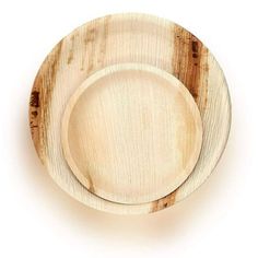 an empty wooden plate on a white background