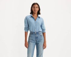 A true classic, our Odessa Long-Sleeve Shirt was designed with a timeless button-up front, dropped shoulders, a relaxed fit and side slits. A timeless button-up Cut with a relaxed fit With a button-up front Crafted from a blend of cotton and hemp Light Wash Levis, Shirt Blouses Tops, Odessa, Drop Shoulder, Long Sleeve Shirt, Levi's, Sleeve Shirt, Long Sleeve Shirts, Button Up