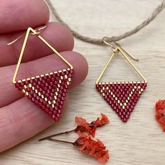 Gold Geometric Beaded Earrings As A Gift, Gold Geometric Beaded Earrings For Gift, Native Earrings, Beaded Fringe, Valentine Crafts, Bead Earrings, Beaded Earrings, Bend, Etsy Earrings