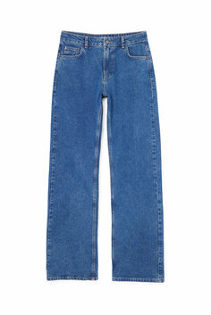 Mid Waist Denim Mid-rise Denim Pants With Buttons, Mid-rise Denim Blue Rigid Denim Jeans, Mid-rise Indigo Denim Pants, Mid-rise Denim Blue Pants With Button Closure, Mid-rise Straight Fit Rigid Denim Pants, Denim Blue, Blue Denim, Zipper, Blue