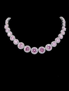 PINK REGAL NECKLACE - LILÈ - Necklace - LILÈ - online jewellery store - jewelry online - affordable jewellery online Australia Pink And Silver Necklace, Round Rhinestone Necklace For Party, Elegant Round Pink Crystal Necklace, Glamorous Round Party Necklaces, Glamorous Round Necklaces For Party, Party Cubic Zirconia Round Necklaces, Dazzling Round Necklaces For Party, Dazzling Round Necklace For Party, Elegant Pink Rhinestone Necklace