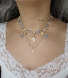 Kalung Choker, Fairycore Necklace, Sirius Star, Ethereal Jewelry, Diy Collier, Grunge Fairycore, Fairy Jewelry, Jewelry Accessories Ideas, Funky Jewelry