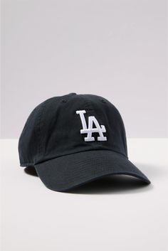 Rep your favorite team with this wool-blend baseball cap by '47 Brand, featuring a paneled design with an embroidered Los Angeles Dodgers logo at front and an adjustable hook-and-loop closure at back. | `47 Women's LA Clean Up Baseball Hat, Black Los Angeles Dodgers Logo, Dodgers Logo, Fall Closet, Mesh Hat, Sock Shop, 47 Brand, Shoe Size Conversion, Los Angeles Dodgers, Fall Shopping