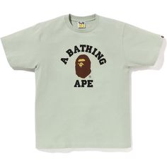 PIGMENT COLLEGE TEE MENS | us.bape.com Sporty University Logo T-shirt With Crew Neck, Streetwear Crew Neck T-shirt With Front Logo, Streetwear T-shirt With Front Logo And Crew Neck, Casual Streetwear T-shirt With Front Logo, Casual Short Sleeve T-shirt With University Logo, Casual Logo Tops For College, Casual College Tops With Logo, Collegiate Short Sleeve Tops For Campus, Graphic Tee With Front Logo For Streetwear