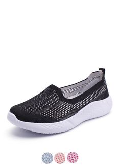 Crafted with breathable mesh and a rubber outsole, these USS Shoes Rania Women's Slip-On Black Shoes offer both comfort and style. With a latex insole and slip-on closure, they provide the perfect fit for your daily activities. Trust in our quality and take your normal size. • Insole Material: Latex• Feature: Breathable• Upper Material: Mesh (Air Mesh)• Outsole Material: Rubber• Closure Type: Slip-On• Fit: Fits true to size, take your normal size• Heel Height: 1.18 in• Platform Height: 0 / 1.18 Black Breathable Slip-on Walking Shoes, Black Slip-on Sneakers With Textured Sole For Summer, Comfortable Black Breathable Slip-on Sneakers, Black Breathable Flat Sneakers, Breathable Slip-on Sneakers With Closed Toe, Slip-on Mesh Walking Shoes For Light Sports, Black Breathable Walking Shoes With Round Toe, Black Non-slip Walking Shoes With Flat Heel, Black Breathable Slip-on Sneakers With Flat Heel