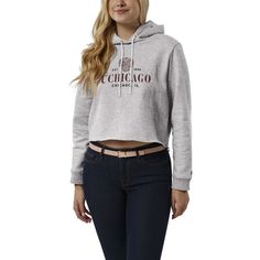 Represent your UChicago Maroons with the Women's League Collegiate Wear Heather Gray UChicago Maroons 1636 Cropped Pullover Hoodie. This midweight hoodie features a cropped hem and distressed details for a vintage look. The fleece lining and hood with drawstring provide warmth and comfort, while the pullover design makes it easy to layer. Show your UChicago Maroons pride with this stylish and comfortable hoodie. Yale Bulldogs, Grey Cropped Hoodie, Cropped Pullover, Tar Heels, Hem Style, Crimson Tide, Cropped Hoodie, Auburn, Lightweight Hoodie