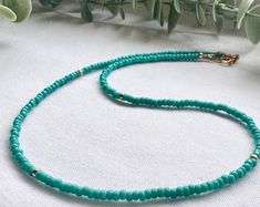 Tiny Turquoise Beaded Necklace, Turquoise and Sterling Silver Necklace, Boho Beach Necklace, Turquoise & Gold Jewellery - Etsy Turquoise Beaded Strand Jewelry, Turquoise Round Beads Necklace For Beach, Turquoise Necklace With Round Beads For Beach, Turquoise Beaded Necklaces With Round Beads For Summer, Adjustable Turquoise Strand Beaded Necklace, Turquoise Round Bead Jewelry For Beach, Summer Turquoise Beaded Necklaces With Round Beads, Adjustable Turquoise Strand Beaded Necklaces, Adjustable Turquoise Beaded Strand Necklace