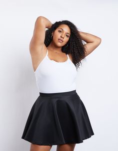 Curve Basic Skater Skirt Plus Size Bottoms Black 1XL -2020AVE Solid Stretch Flared Skirt, Stretch Mini Skirt With Elastic Waistband For Night Out, Pleated Stretch Full Skort, Flared Skirt With Elastic Waistband For Night Out, Stretch Mini Skirt With Elastic Waistband, Stretch Gathered Mini Skirt For Night Out, Flared Stretch Skort With Elastic Waistband, Stretchy Pleated Full Mini Skirt, Stretch Pleated Full Mini Skirt