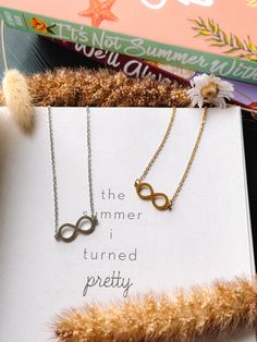 Inspired by The Summer I Turned Pretty by Jenny Han! Trendy Infinity Jewelry Gift, Trendy Infinity Jewelry For Gift, Conrad And Belly, Team Conrad, Infinity Necklace Silver, The Summer I Turned Pretty, Jenny Han, Always Remember You, Art N Craft