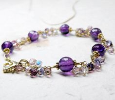 Natural Amethyst Stone Bracelet, 14k Gold Filled, Faceted Purple Stone Jewelry, February Birthstone Elegant Faceted Amethyst Beaded Bracelets, Amethyst Gemstone Bracelets For Anniversary, Fine Jewelry Amethyst Bracelets Gift, Amethyst Gemstone Bracelet For Anniversary, Elegant Faceted Purple Crystal Bracelet, Anniversary Amethyst Gemstone Bracelet, Elegant Purple Faceted Crystal Bracelet, Purple Bracelets With Gemstone Accents For Gift, Purple Gemstone Accents Bracelets As Gift