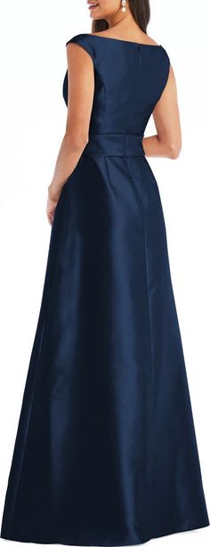 Alfred Sung Off the Shoulder Satin Gown | Nordstrom Wedding Guest Dresses 2023, Mog Dresses, Off Shoulder Evening Dress, Mob Dress, Evening Dress Collection, Alfred Sung, Full Circle Skirt, Mob Dresses, Full Circle Skirts