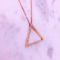 Anniversary Rose Gold Necklace With Si Clarity, Elegant Triangle Necklace For Gifts, Modern Rose Gold Diamond Necklace As Gift, Modern Rose Gold Diamond Necklace For Gift, Modern Rose Gold Diamond Necklace Gift, Luxury Triangle Jewelry For Gifts, Minimalist Rose Gold Diamond Necklace With Clavicle Chain, Minimalist Rose Gold Clavicle Chain Diamond Necklace, Minimalist Rose Gold Diamond Necklace In Sterling Silver