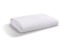 an image of a white bedding set on top of a pillow and blanket cover