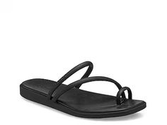 Crocs Miami Sandal - Women's - Free Shipping | DSW Casual Toe Ring Sandals With Adjustable Strap, Strappy Toe Ring Sandals For Beach With Removable Insole, Casual Adjustable Toe Loop Slides, Strappy Toe Ring Sandals With Removable Insole For Summer, Summer Toe Loop Sandals With Synthetic Material, Casual Beach Toe Ring Sandals With Adjustable Strap, Synthetic Toe Loop Sandals For Summer, Casual Toe Ring Sandals With Adjustable Strap For Beach, Summer Beach Toe Loop Slides