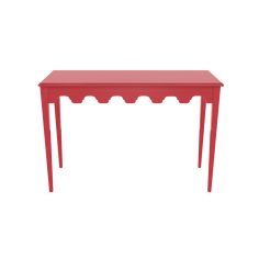 a red table with four legs on it