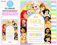 disney princess birthday party printables for girls and boys with freebient com