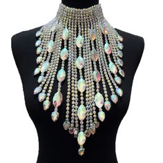 Level up your festival vibes with our Dazzling Crystal long irregular Tassel Necklace for Women. This stunning choker jewelry, bedecked with Shiny Glass Rhinestones, shimmers with a kaleidoscope of colors as you groove the night away. Crafted for both durability and flexibility, it's the ideal accessory to amp up your festival, concert, or special event style. Don't miss out on this mesmerizing festival must-have – grab yours today and dive into the festival magic! Womens Chokers, Choker Jewelry, Party Necklace, Wedding Accessory, Rhinestone Choker, Glamorous Wedding, Dress Belt, Rhinestone Wedding, Chain Choker Necklace