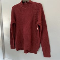 Brand New With Tags. Questions? Leave A Comment! Cozy Fit Red Tops For Winter, Red Soft Knit Turtleneck Sweater, Burgundy Crew Neck Sweater For Fall, Casual Burgundy Sweater For Fall, Red Cable Knit Crew Neck Sweater, Casual Knitted Burgundy Sweater, Red Textured Knit Sweater For Layering, Red Winter Sweater For Layering, Red Sweater For Winter Layering