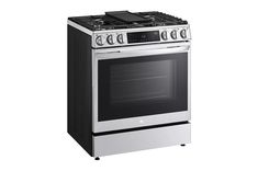 a silver and black stove top oven against a white background