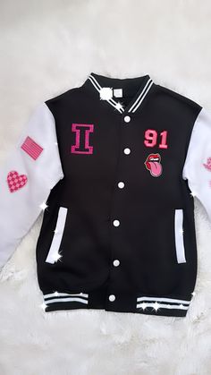 Custom Varsity Jackets! Perfect for Birthday gift  Variety of colors, cotton soft fabrics. Black Varsity Jacket With Letter Embroidery For Spring, Fall School Varsity Jacket In Cotton, School White Cotton Varsity Jacket, College Patchwork Cotton Sweatshirt, Cotton Long Sleeve Outerwear With Letter Embroidery, Varsity Style Cotton Outerwear With Letter Print, White Cotton Varsity Jacket For School, Trendy Cotton Varsity Jacket With Patchwork, Cotton Patchwork Varsity Jacket For College