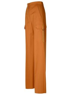 97% Cotton, 3% Elastane Luxury Wide Leg Pants With Pockets, Chic Full-length Pants With Patch Pockets, Fall Full-length Cargo Pants With Welt Pockets, Fitted Wide Leg Pants With Patch Pockets, Fitted Wide Leg Bottoms With Flap Pockets, Elegant High-waisted Pants With Patch Pockets, Elegant Wide-leg Cargo Pants For Work, Elegant Wide-leg Workwear Cargo Pants, Tailored Full-length Work Pants With Pockets