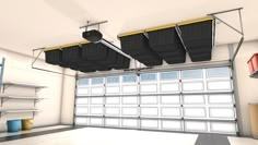 Garage Storage Bins Ceiling, 1 Car Garage Storage Ideas, Hanging Garage Storage, Storage In Garage, Garage Makeover Ideas, Garage Storage Plans, Garage Ceiling Storage, Garage Storage Inspiration, Garage Design Interior