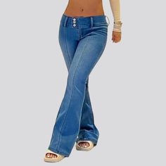 Introducing the 2023 Summer Collection's street-style jeans for women ââ‚?the perfect blend of contemporary fashion. nostalgic grunge. and refined sophistication! These jeans boast a distinctive double waistline and low-waist cut. paired with front seams and a light-wash finish for a timeless bootcut look. Plus. with a zipper and button closure. they offer both functionality and style.Why They're Your Next Summer Staple Grunge Galore: Inspired by the iconic '90s grunge movement. these jeans exud Slim Fit Full Length Jeans For Fall, High Waist Fitted Flare Jeans With Five Pockets, Fitted High Waist Flare Jeans With Five Pockets, Trendy Fitted Pants With Five Pockets, Slim Fit Denim Bottoms For Fall, Fitted High Waist Jeans With Five Pockets, Trendy High Waist Flare Jeans With Five Pockets, Retro Non-stretch Straight Leg Bottoms, Trendy High Rise Fitted Jeans