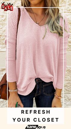 V Neck Waffle Knit Tunic Casual Spring Sweater For Brunch, Winter Brunch Tops, Spring Ribbed Sweater, Spring Long Sleeve Cable Knit Top, Trendy Spring Sweater For Brunch, Trendy Fall Sweater For Brunch, Ribbed Knit Top For Fall Day Out, Ribbed Knit Top For Day Out In Fall, Fall Brunch Knit Top