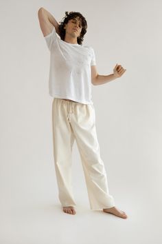 A cozy cotton drawstring pant that can be dressed up or down for every day of the week. Much like your boyfriend's pants, this style is intended to fit oversized. We recommend sizing down for a less oversized look. Inspired by vintage men's workwear, this durable fabric is speckled, and features tonal embroidery, and a hidden pocket on the inside. Orseund Iris offers a 7-day exchange & return policy for all items except for final sale pieces. Men's Workwear, Orseund Iris, Tonal Embroidery, Boyfriend Pants, Mens Workwear, Hidden Pocket, Studio City, Day Of The Week, Easy Going