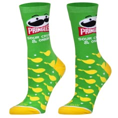 Step into a world of quirky style with Cool Socks' Pringles Sour Cream Novelty Crew Dress Socks. Designed to celebrate individuality and self-expression, these socks are perfect for those who love to stand out from the crowd.

- Size: Medium
- Color: Pringles Sour Cream
- Material: Cotton and elastic/spandex blend
- Gender: Female
- Age Group: Adult
- Style: Novelty crew dress socks

Crafted from a thick, breathable cotton blend with just the right amount of stretch, these socks ensure comfort a Long Funny Socks, Funny Socks Aesthetic, Weird Socks, Ugly Socks, Snacks Chips, Food Socks, Silly Socks, Socks Aesthetic, Airport Fits