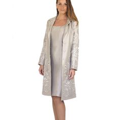 [2 Piece Set] Eileen West Mother Of The Bride Silk Dress Coat Long Sleeve Embroidered Coat And Silk Dress The Perfect Outfit For A Wedding, Formal Party, Birthday Party, Church Sundays! Can Be Worn Separately Or Perfectly Paired Together. 100 % Silk Dry Clean Only Dress Has Back Center Zipper Coat Has Cover Buttons Color: Taupe Measurements: See Photos Brand New In Original Packaging Available Sizes: 4, 6, 8, 10, 12, 14 Model In Photos Is 5’ 8” And Wearing Size 4 Fitted Spring Outerwear For Mother Of The Bride, Elegant Fitted Outerwear For Mother Of The Bride, Elegant Fitted Gray Outerwear, Elegant Knee-length Beige Outerwear, Elegant Beige Knee-length Outerwear, Elegant Knee-length Spring Outerwear, Elegant Fitted Taupe Outerwear, Elegant Gray Daywear Dress, Gray Formal Outerwear For Spring