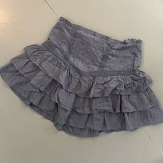 Embroidered Blue Ruffle Skirt From Mango. Perfect For Summer. Size Too Large For Me. Embroidered Skirted Bottoms For Summer, Embroidered Summer Skirt, Casual Embroidered Tiered Skirt Bottoms, Casual Embroidered Tiered Skirt, Casual Mori, Fem Clothes, Blue Ruffle Skirt, Ruffle Skirt Pattern, Tweed Jacket And Skirt