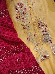 Item Overview ATHARVA Hand Embroidery Salwar Kameez/Yellow Chanderi/Reds Georgette Sequence Dupatta/Custom Stitch Unstitch/Gota Patti/Patiala/Gift Dno. CH2103 Fabric:  * Shirt: Chanderi Silk 2.5 Mts, with Beautiful Embroidery Front Panel * Dupatta: Georgette Dupatta/Heavy Sequence Embroidery/Tassels  * Salwar: Santoon Silk 2.5 Mts. Excusive Hand Embroidered Party Wear Punjabi Suit. 🌷CUSTOMIZATION (No Extra Charges) * Fabrics Customization: Designs Can be made in different Fabrics. *Color Custom Yellow Sets With Gota Work For Transitional Season, Yellow Unstitched Sharara For Transitional Season, Yellow Sets With Gota Work For Seasonal Transition, Transitional Yellow Sets With Gota Work, Yellow Semi-stitched Raw Silk Kurta, Transitional Gold Chanderi Kurta, Transitional Yellow Anarkali Set With Dupatta, Semi-stitched Yellow Kurta For Transitional Season, Transitional Gold Sharara With Dori Work