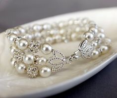 Bridal Pearl Rhinestone Bracelet Crystal Bracelet White Gold Filled Crystal Clasp Wedding Jewelry Wh Elegant White Bracelet With Bling, Elegant Silver Beaded Bracelets With Bling, Elegant Bracelets With Rhinestone Round Beads, Elegant Crystal Beaded Bracelets For Wedding, Elegant Crystal Bracelet With Rhinestones, White Gold Crystal Bracelet For Wedding, White Bling Bracelets For Anniversary, Elegant Crystal Bracelet With Rhinestones For Wedding, Wedding Beaded Bracelets With Pearl Drop