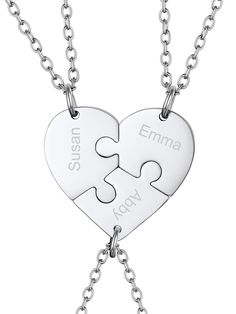 PRICES MAY VARY. 💖Meaningful Design: The heart puzzle pendant symbolize love and connection, making it a perfect gift for loved ones. 💖Friendship Necklace for 2/3/4/5/6：Available in 3 colors-silver/gold/black, with the option to match 2/3/4/5/6 pieces heart pendant. Also can choose from 12 month birthstones to customize your favorite one 💖Engraving Name Necklace: Free Engraving on Heart Puzzle Pieces to create a special and unforgettable gift for friends and family. 💖Material: The matching p Month Birthstones, Bff Heart, Necklaces For Couples, Necklace For Couples, Matching Necklaces For Couples, Heart Puzzle, Meaningful Design, Friendship Necklace, Engraved Pendant