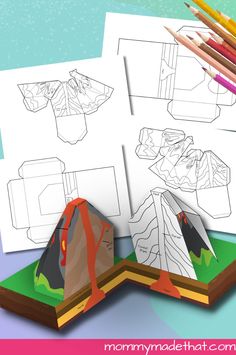 Keep your kids entertained with our free printable volcano diorama. This easy craft is perfect for preschool and kindergarten kids. Great for science fair projects and kids activities, it includes cut-out pieces to create a 3D volcano. Use it as a worksheet to label the parts of a volcano. Download your free worksheets and start creating today! Volcano Diorama, Dinosaurs Crafts, Parts Of A Volcano, Origami Printables, Volcano Worksheet, Diorama Kids, Cool Science Fair Projects, Earth Science Lessons, Educational Decor