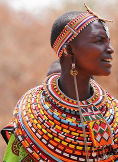 Africa, Samburu woman ... Colorful Necklaces, African Beads, African Jewelry, Colorful Jewelry, African Design