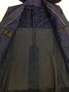 "C44 This is a Medium Weight jacket. LINING (Full or Partial): P Rear vents:1 Measurements Chest: (Across chest armpit to armpit, doubled): 42 Overall Length:31.5 Sleeves (From outer edge of shoulder to outer cuff of sleeve): 26 Shoulders (Across top of Shoulders): 19 Condition: Pre-owned : Seller Notes: \"Excellent condition; worn occasionally and well" Formal Pinstripe Outerwear With Pockets, Pinstripe Blazer With Pockets For Formal Occasions, Navy Blazer With Pockets For Tailoring, Blue Double-breasted Outerwear With Welt Pockets, Pinstripe Blazer With Notch Lapel And Pockets, Pinstripe Business Blazer With Pockets, Pinstripe Outerwear With Notch Lapel And Welt Pockets, Pinstripe Lapel Collar Outerwear For Formal Occasions, Tailored Pinstripe Blazer With Pockets