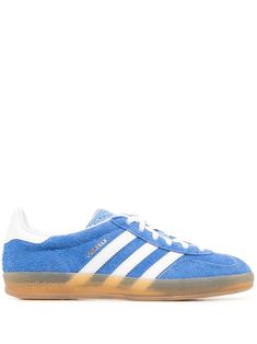 Gazelle suede sneakers from adidas featuring blue, suede, panelled design, signature 3-Stripes logo, front lace-up fastening, round toe and flat rubber sole. Adidas Gazelle Bleu Marine, Blue Gazelle, Blue And Yellow Gazelle, Adidas Gazelle Blue, Adidas Gazelle Collegiate Green, Fashion Mood Board, Sneakers Blue, Suede Sneakers, Adidas Gazelle