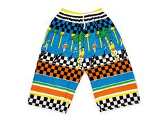 "NOTE: We're out of town until Monday, April 1st. All outstanding orders will ship then. Thank you for your patience! Vintage Priority Male board shorts, undated from the 80s. Colorful design with an elastic waist and a rear pocket. Please note these run unusually long for today's age and are designed to fit at mid-calf length Brand: Priority Male Tag Size: Medium Fits Like: Tall S / M Measurements: Waist (unstretched) -- 21\" / Waist (stretched) -- 32\" / Length -- 25.5\" / Inseam -- 13.5\" / L Retro Cotton Bottoms For Beach Season, Casual Multicolor Bottoms With Retro Print, Multicolor Casual Bottoms With Retro Print, Multicolor Graphic Print Bottoms For Vacation, Multicolor Graphic Print Bottoms For Summer, Casual Multicolor Swim Trunks With Elastic Waistband, Retro Elastic Waistband Bottoms For Vacation, Retro Cotton Shorts For Beach Season, Blue Graphic Print Bottoms For Vacation