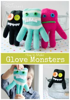 how to make glove monsters for kids with pictures and instructions on how to make them