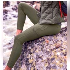 Nwt- Athleta Cargo Tight, Color Olive, Inseam Regular 28”, Size 2 Inside Tag Marked To Prevent Store Returns