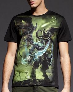 Illidan Stormrage World of Warcraft t shirt for men WOW black tee short sleeve- Cotton Fabrics, So Cool, The Boys, Black Tee