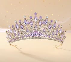 Pink Baroque Wedding Crown Tiara Crystal Vintage Bride Tiara Bridal Headpieces. Princess Wedding Hair, Quince Crown, Purple Quince, Bridal Crown Tiara, Fair Wedding, Crystal Wedding Tiaras, Purple Crown, Quinceañera Ideas, Crystal Bridal Tiaras